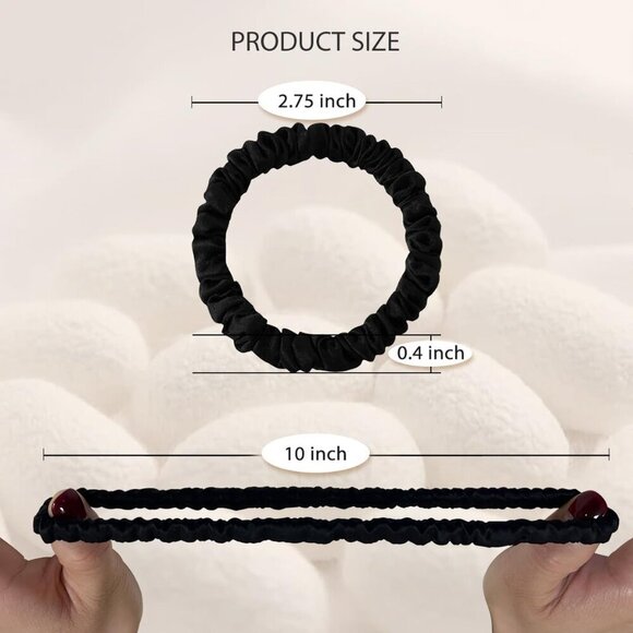 Silk Scrunchies 22 Momme Mulberry 10 pcs Hair Ties Gentle Hair Care Black Brown main image 4